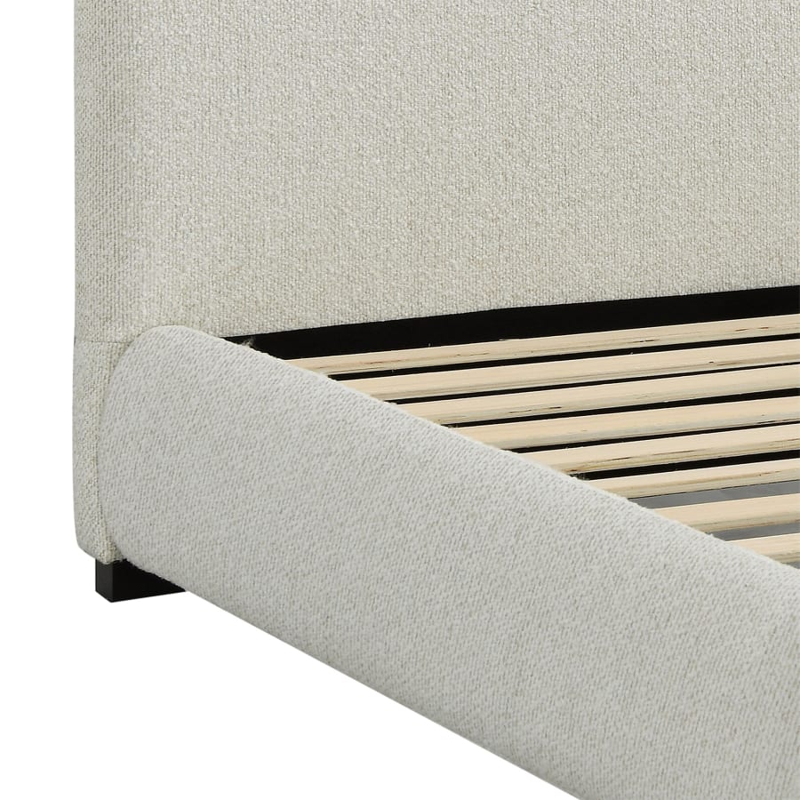 Lit double design effet peau de mouton blanc écru 160x200 cm