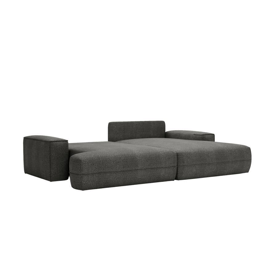Canapé d'angle convertible avec coffre en tissu gris clair - Angle droit