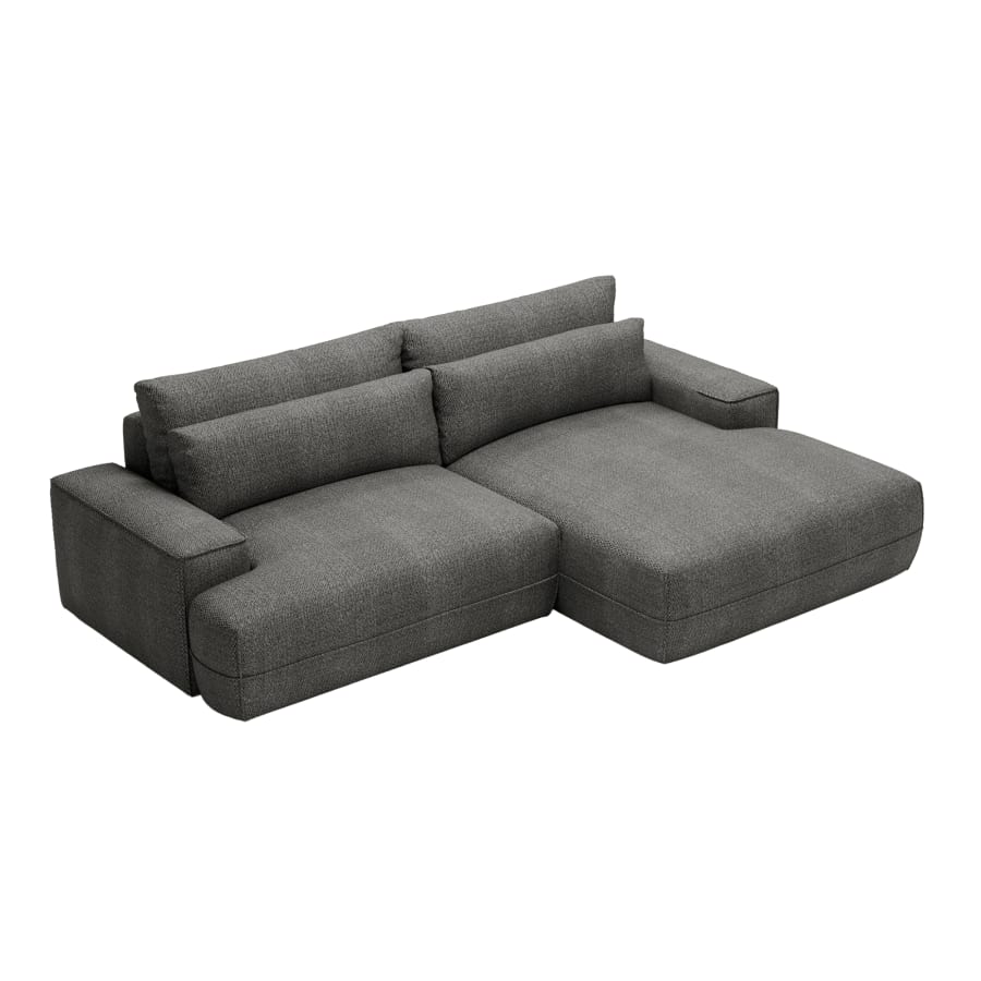 Canapé d'angle convertible avec coffre en tissu gris clair - Angle droit