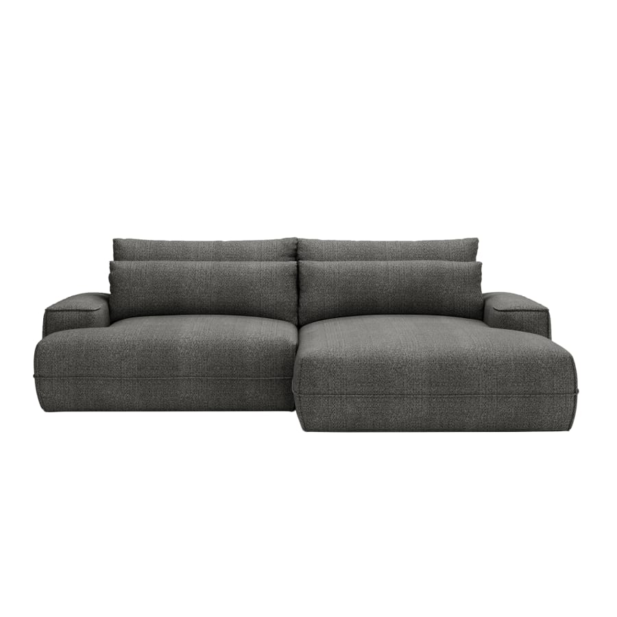 Canapé d'angle convertible avec coffre en tissu gris clair - Angle droit