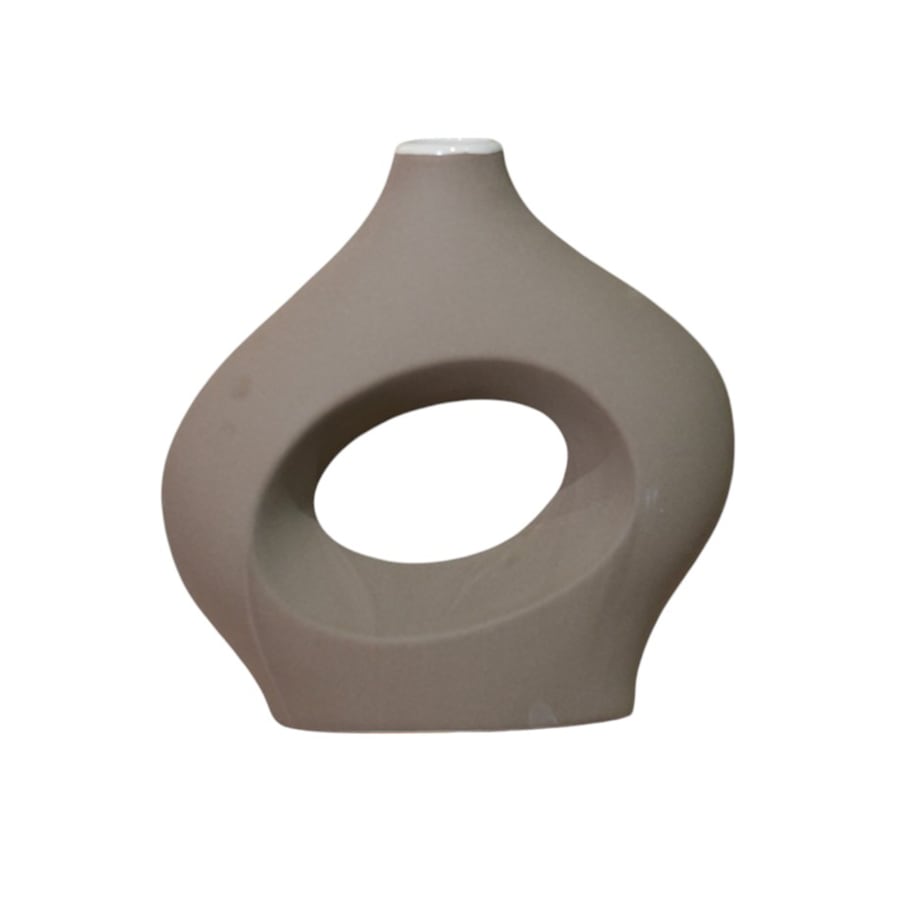 Vase rond en céramique marron clair H27 cm