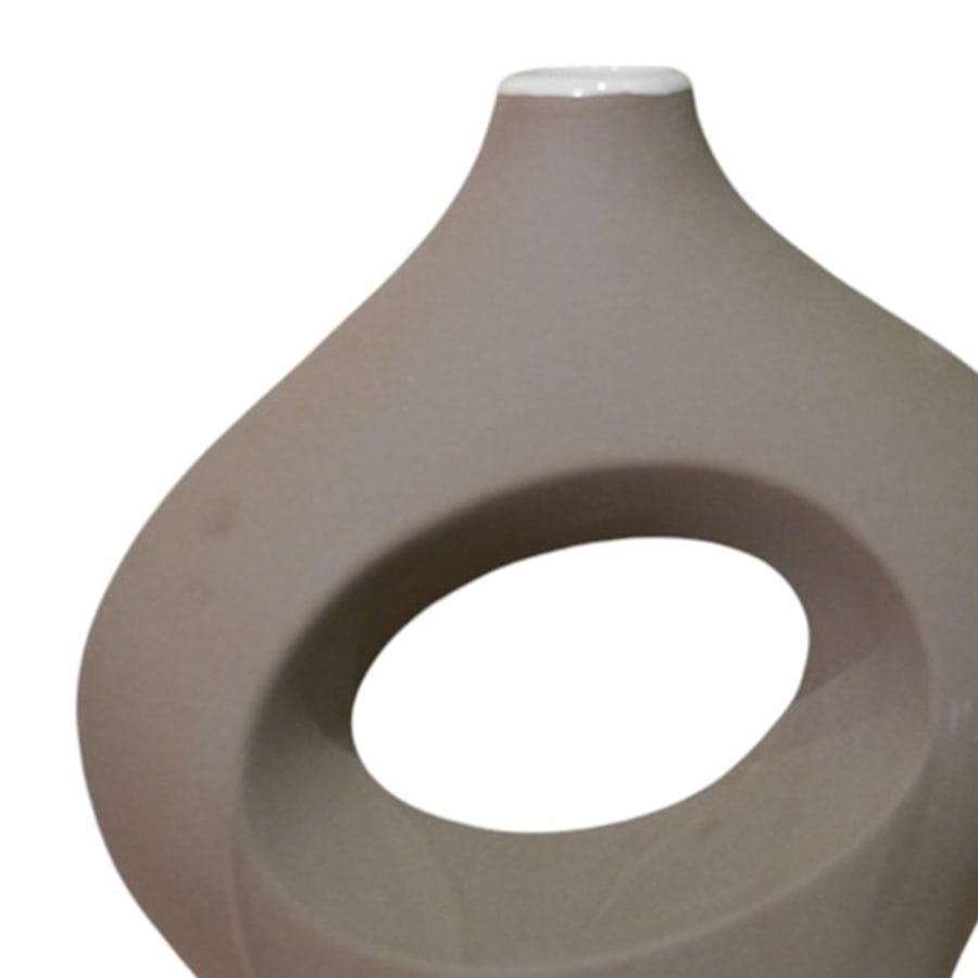 Vase rond en céramique marron clair H27 cm