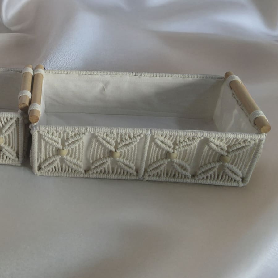 Lot de 2 boites de rangement en coton 35x17 cm - 32x14 cm