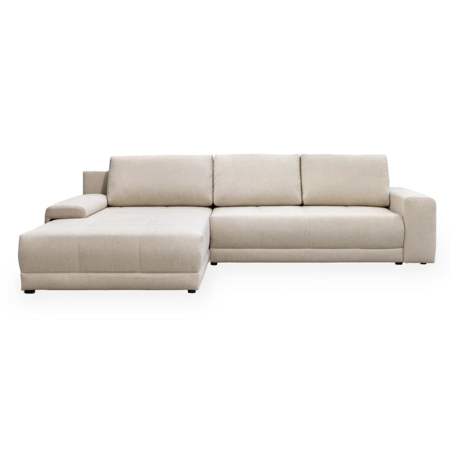 Canapé d'angle convertible avec coffre tissu beige -  Configuration au choix