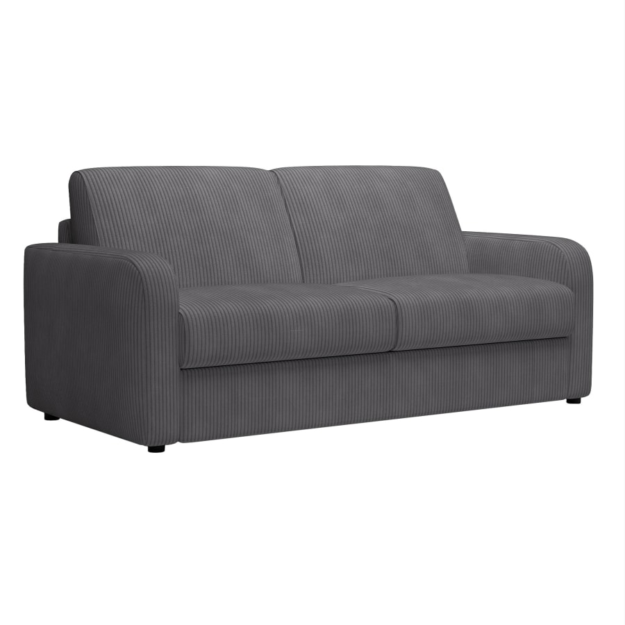 Canapé 3 places convertible rapido en velours côtelé anthracite matelas Memory 14 cm