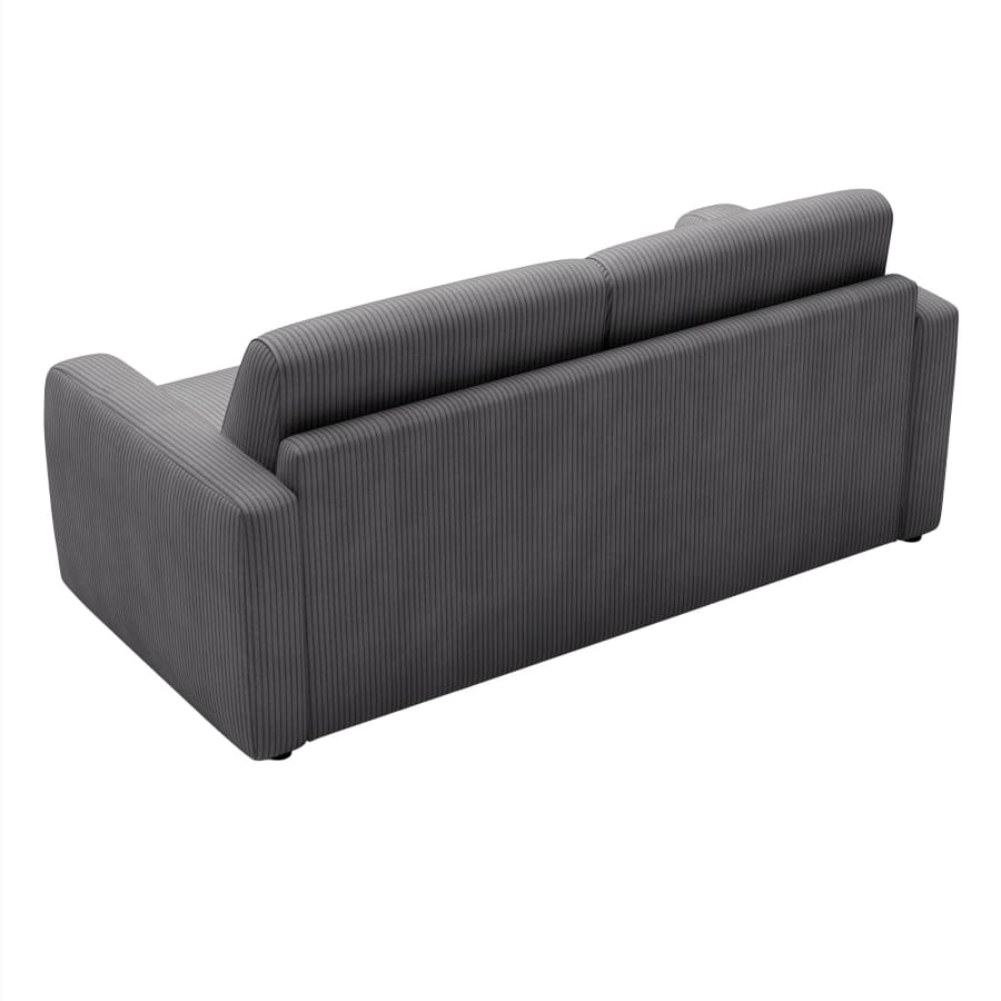 Canapé 3 places convertible rapido en velours côtelé anthracite matelas Memory 14 cm