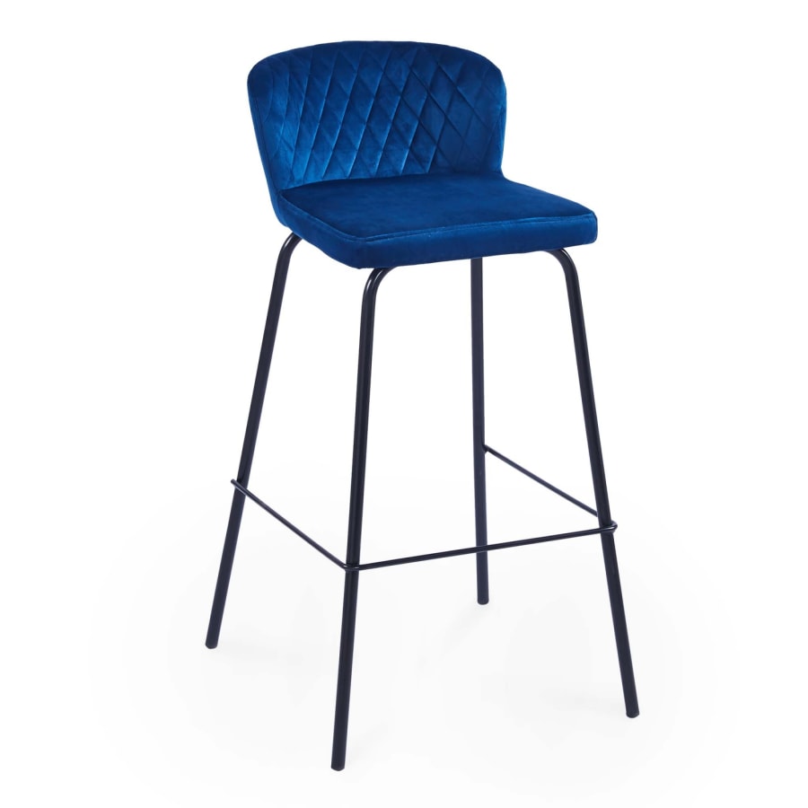 Lot de 2 tabourets de bar design en velours bleu