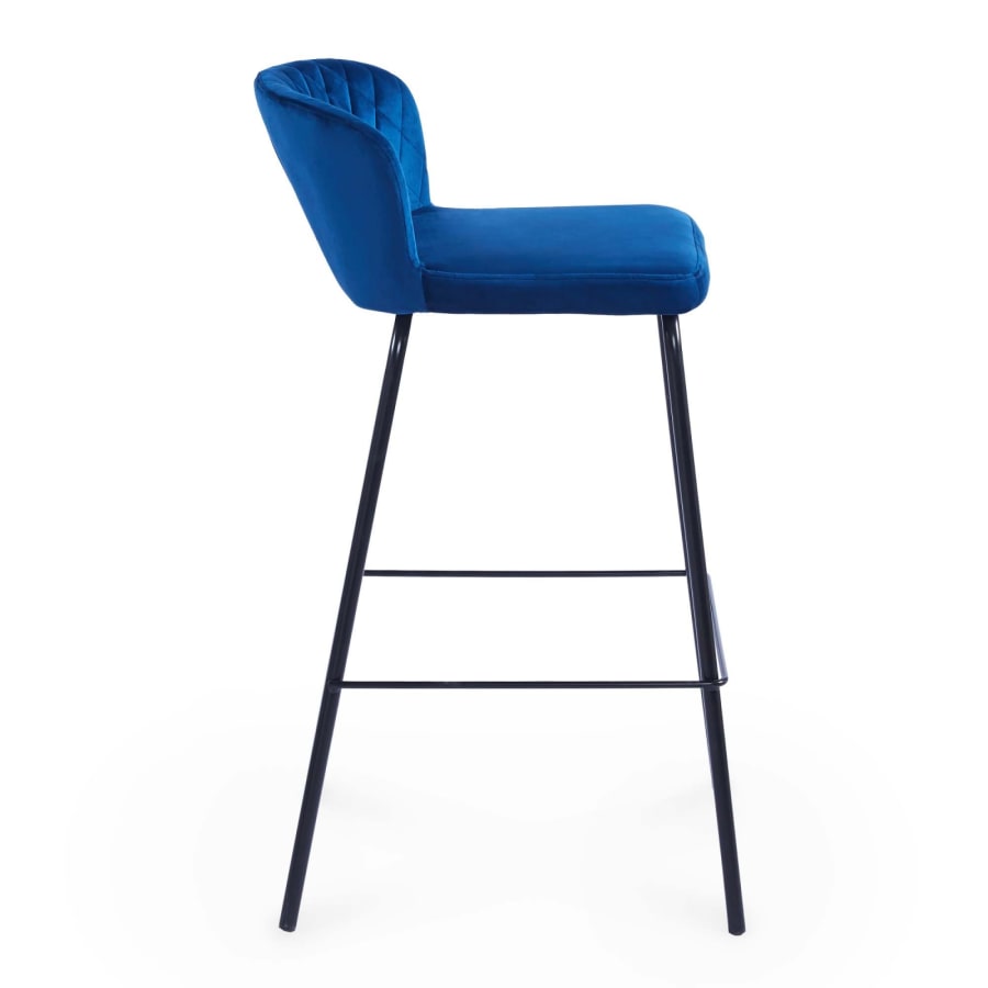 Lot de 2 tabourets de bar design en velours bleu