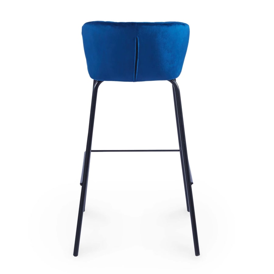 Lot de 2 tabourets de bar design en velours bleu