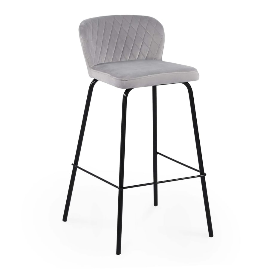 Lot de 2 tabourets de bar design en velours gris