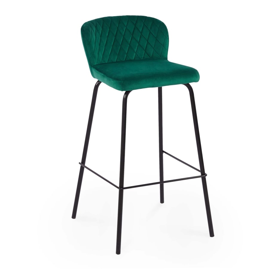 Lot de 2 tabourets de bar design en velours vert