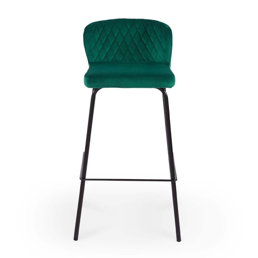 Lot de 2 tabourets de bar design en velours vert