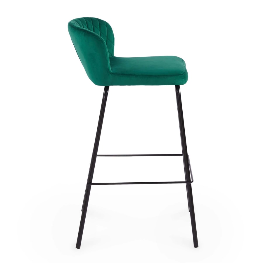 Lot de 2 tabourets de bar design en velours vert