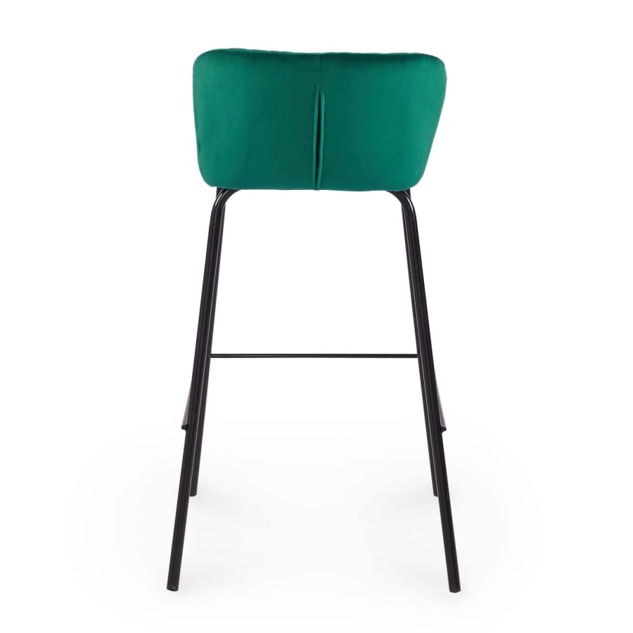 Lot de 2 tabourets de bar design en velours vert