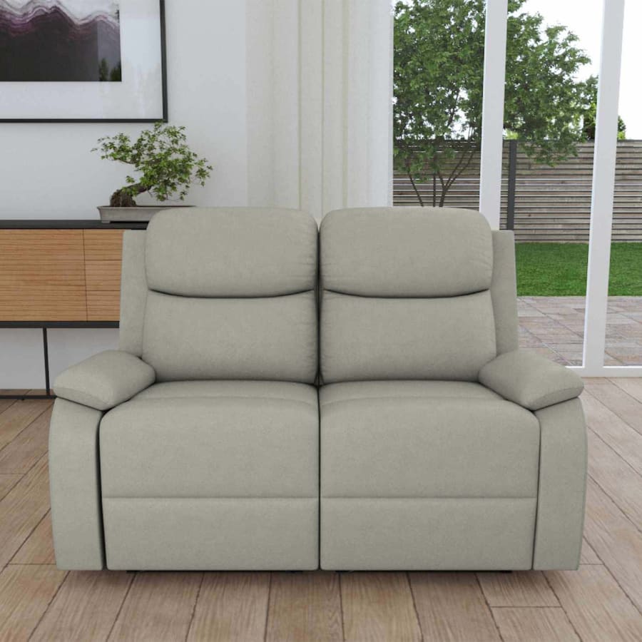 Canap&eacute; 2 places relax en tissu gris clair