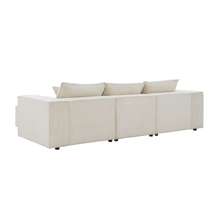 Canapé d'angle modulable en velours côtelé épais beige