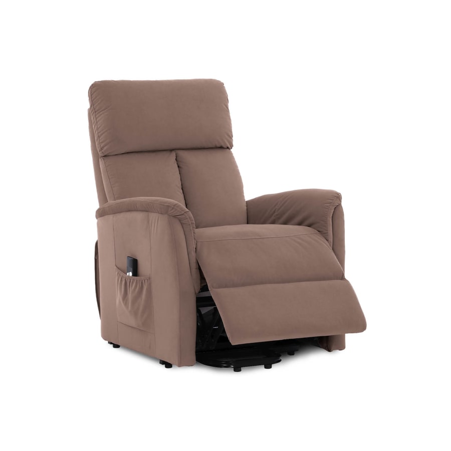 Fauteuil relax et releveur électrique en tissu marron