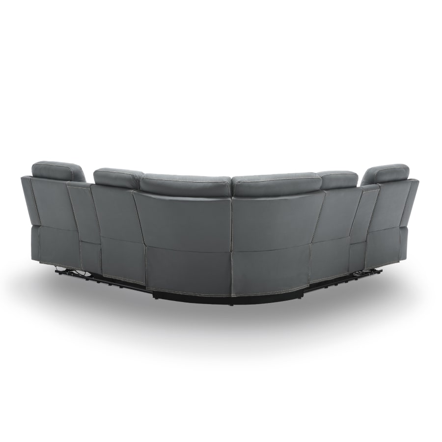 Canap&eacute; d'angle relax &eacute;lectrique simili cuir gris fonc&eacute;