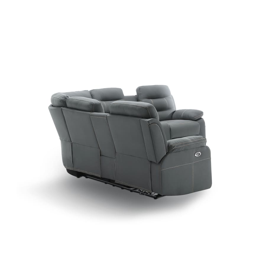 Canap&eacute; d'angle relax &eacute;lectrique simili cuir gris fonc&eacute;