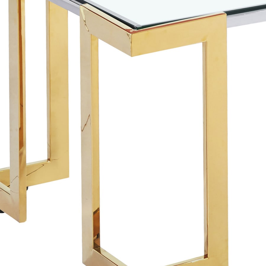 Table basse design rectangulaire dor&eacute;