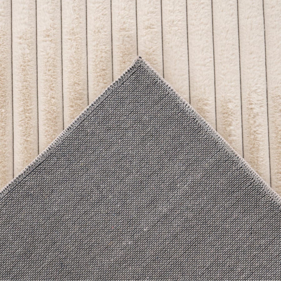 Tapis en velours c&ocirc;tel&eacute; beige - 160x230 cm