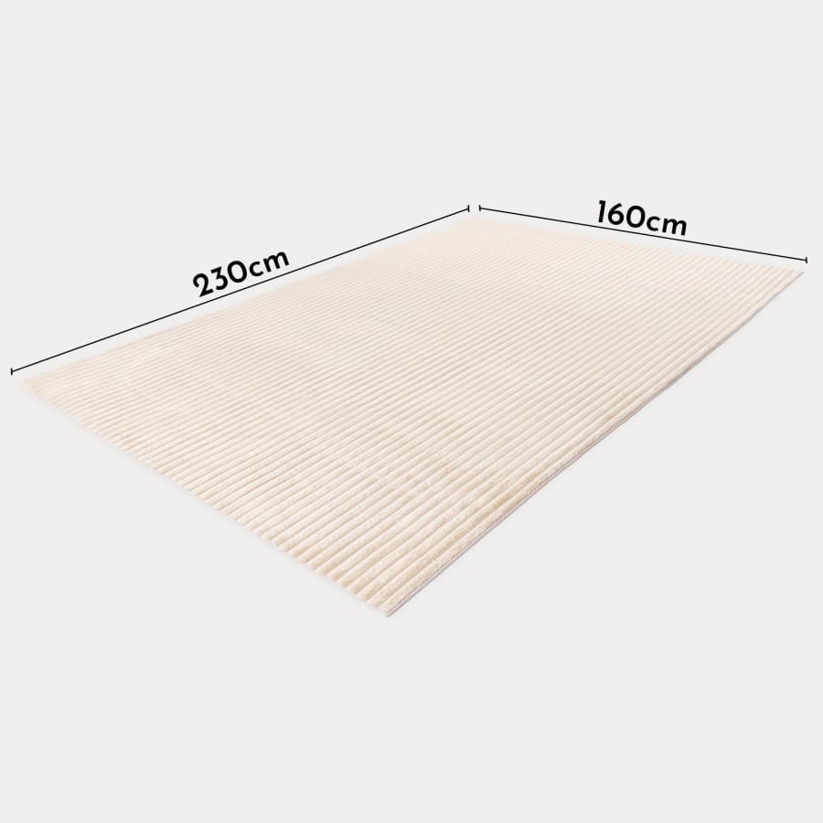 Tapis en velours c&ocirc;tel&eacute; beige - 160x230 cm