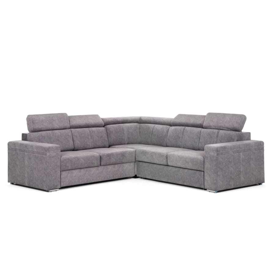 Canapé d'angle convertible et réversible en tissu gris clair