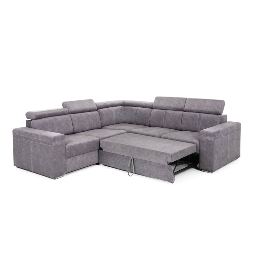 Canapé d'angle convertible et réversible en tissu gris clair