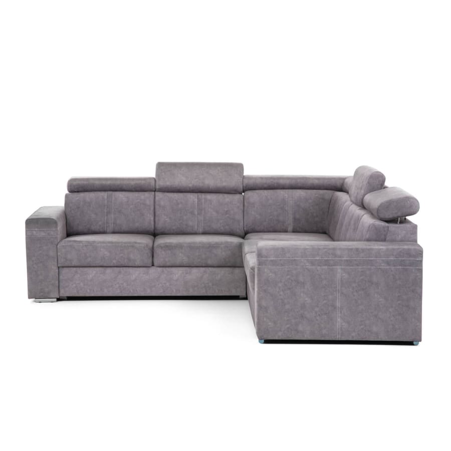 Canapé d'angle convertible et réversible en tissu gris clair