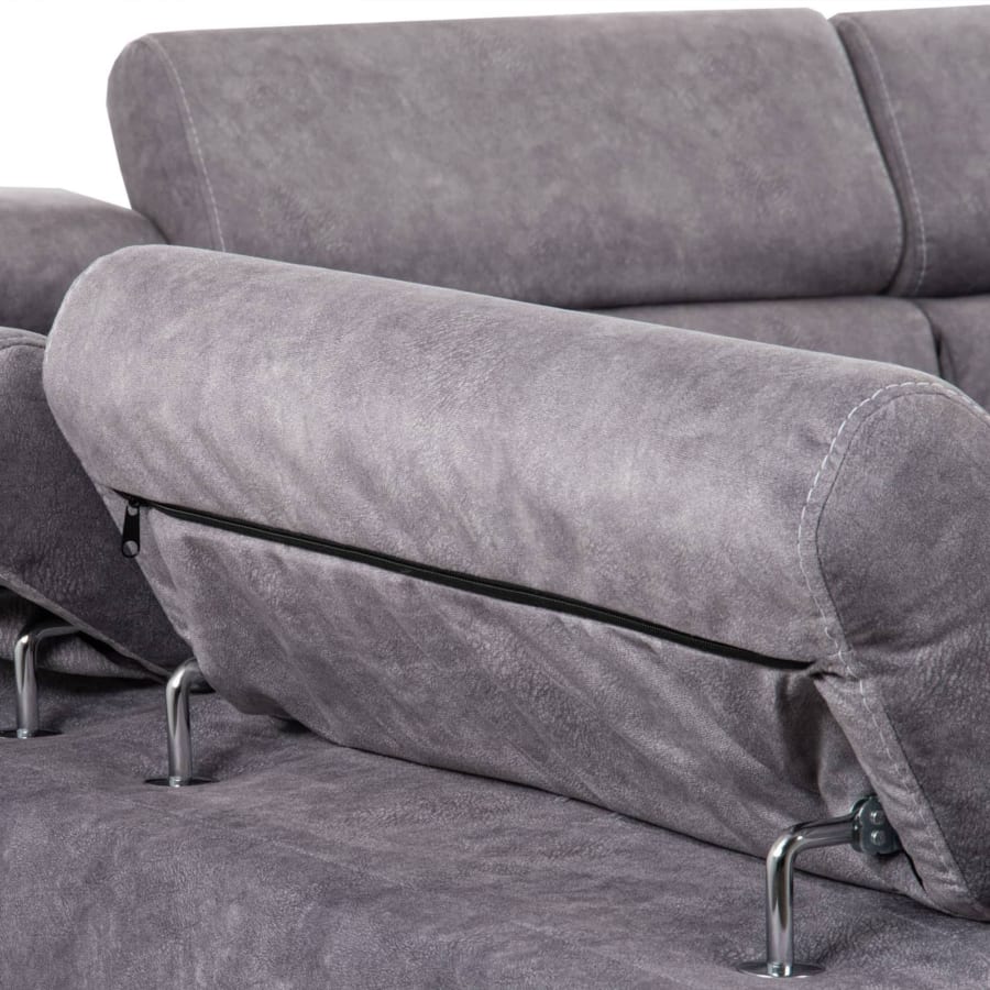 Canapé d'angle convertible et réversible en tissu gris clair