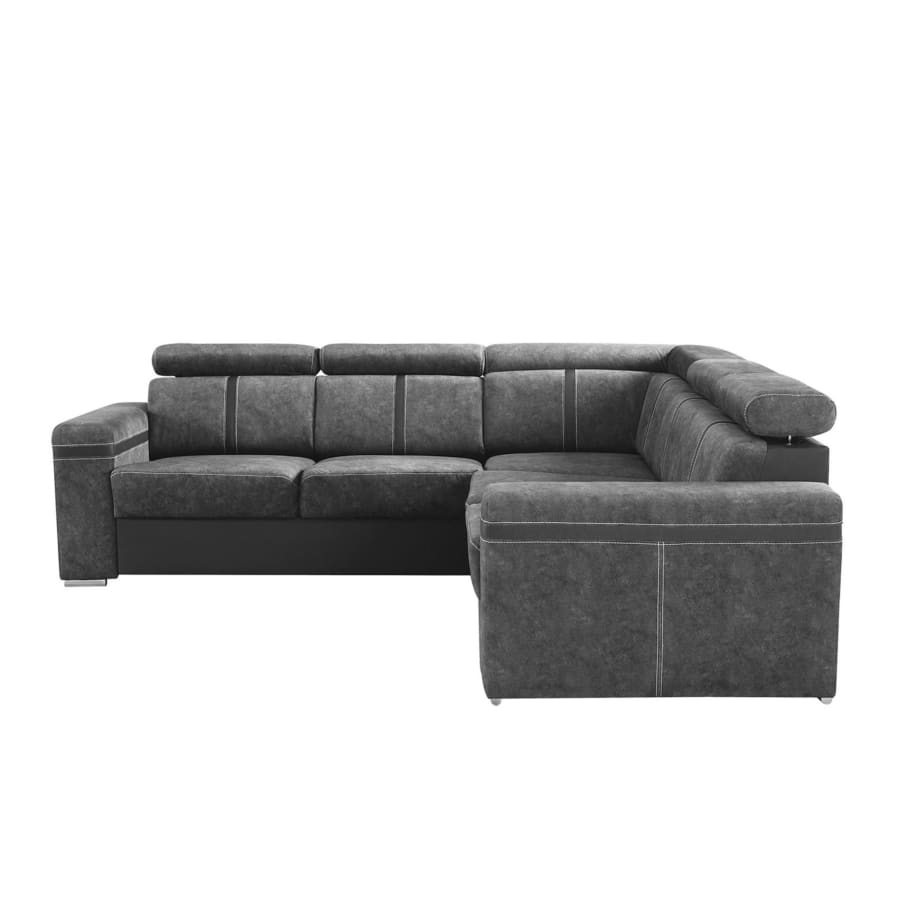 Canap&eacute; d'angle convertible et r&eacute;versible en tissu gris fonc&eacute;