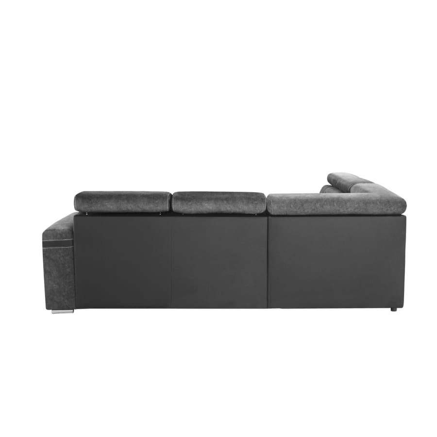 Canap&eacute; d'angle convertible et r&eacute;versible en tissu gris fonc&eacute;