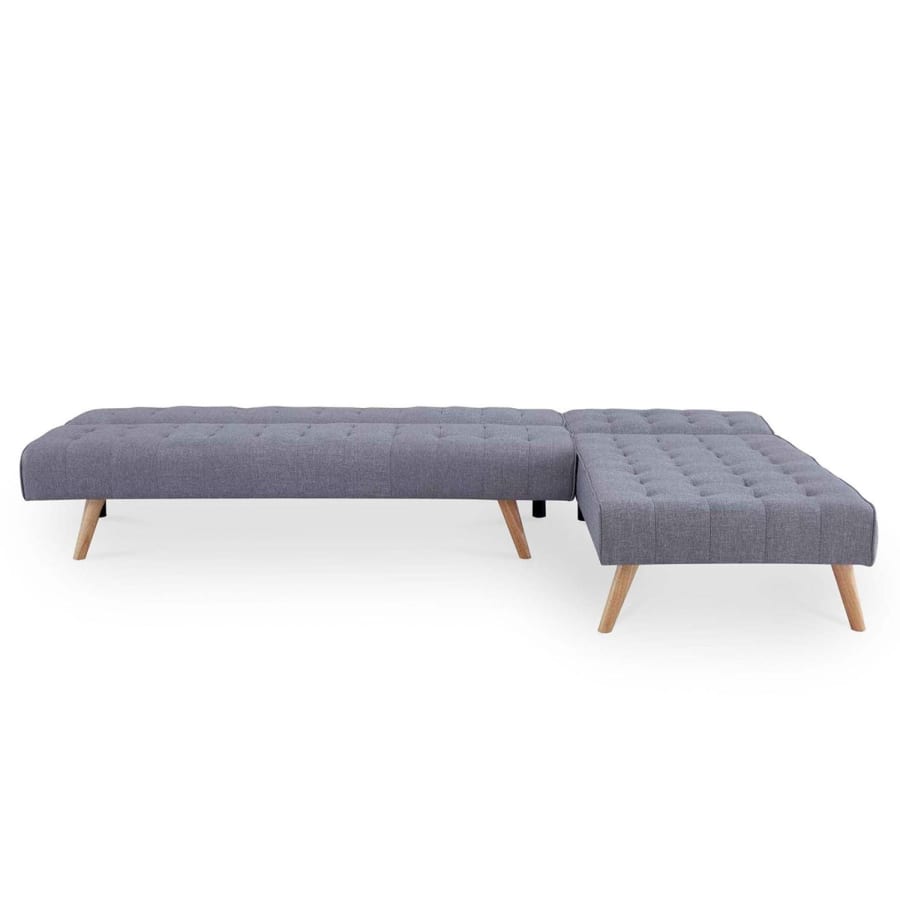 Canapé d'angle modulable et convertible en tissu gris