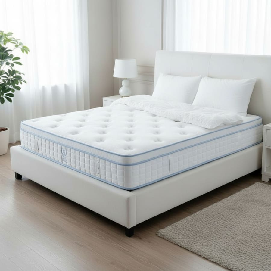 Matelas hybride ressorts ensach&eacute;s 140 x 190 cm &eacute;paisseur 30 cm