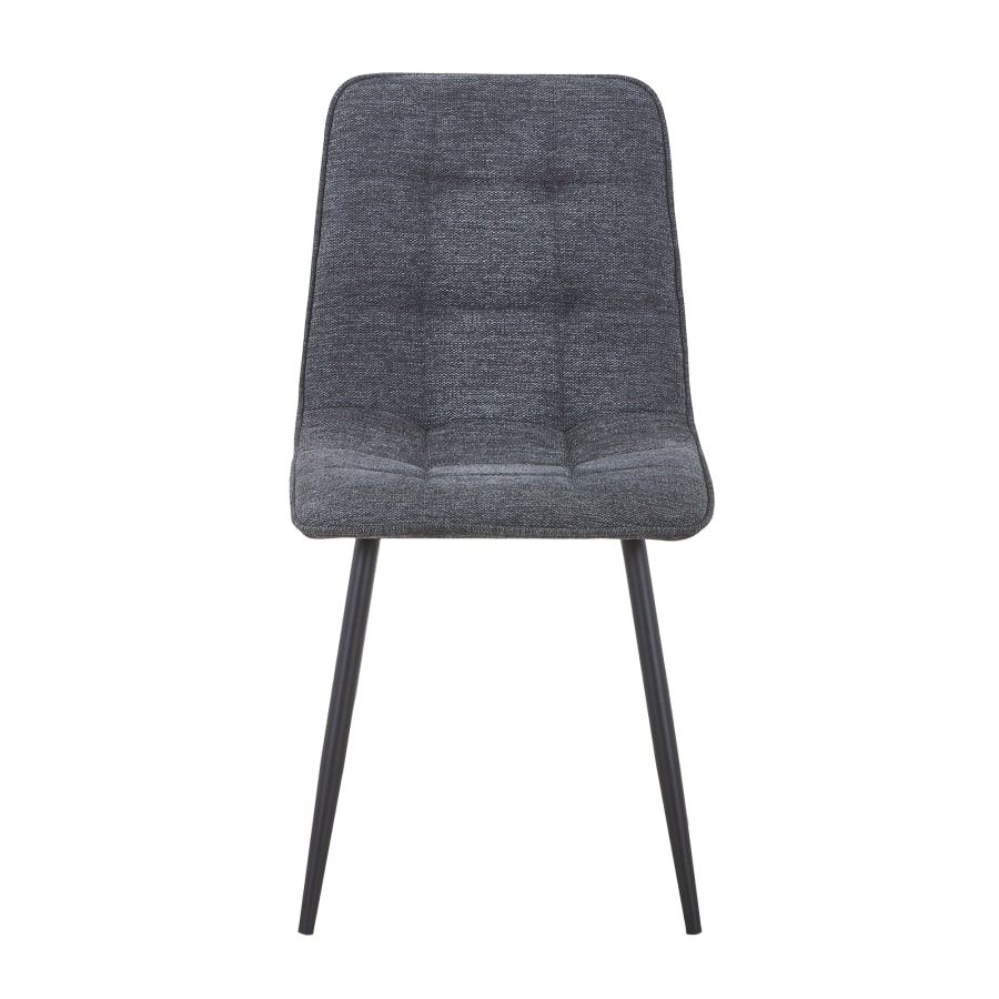 Lot de 4 chaises en tissu gris foncé pieds en métal noir