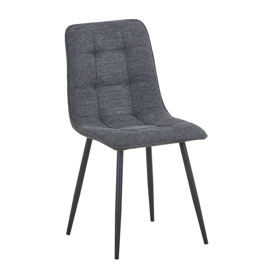 Lot de 4 chaises en tissu gris foncé pieds en métal noir