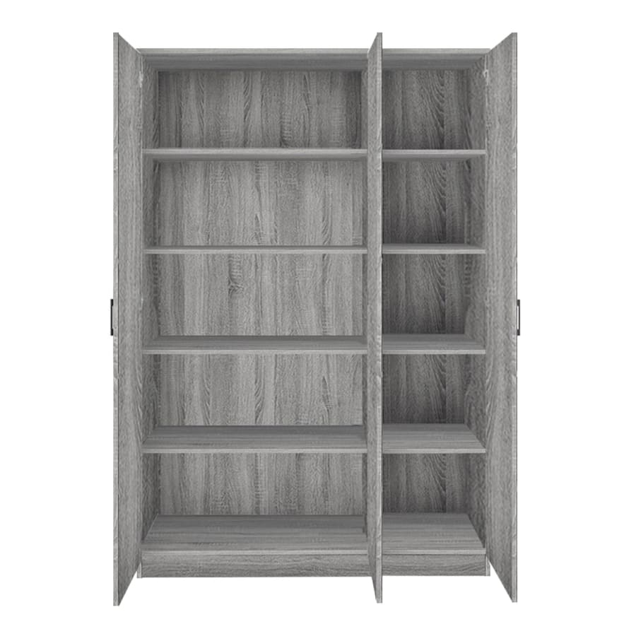 Armoire 3 portes 4 &eacute;tag&egrave;res couleur ch&ecirc;ne gris