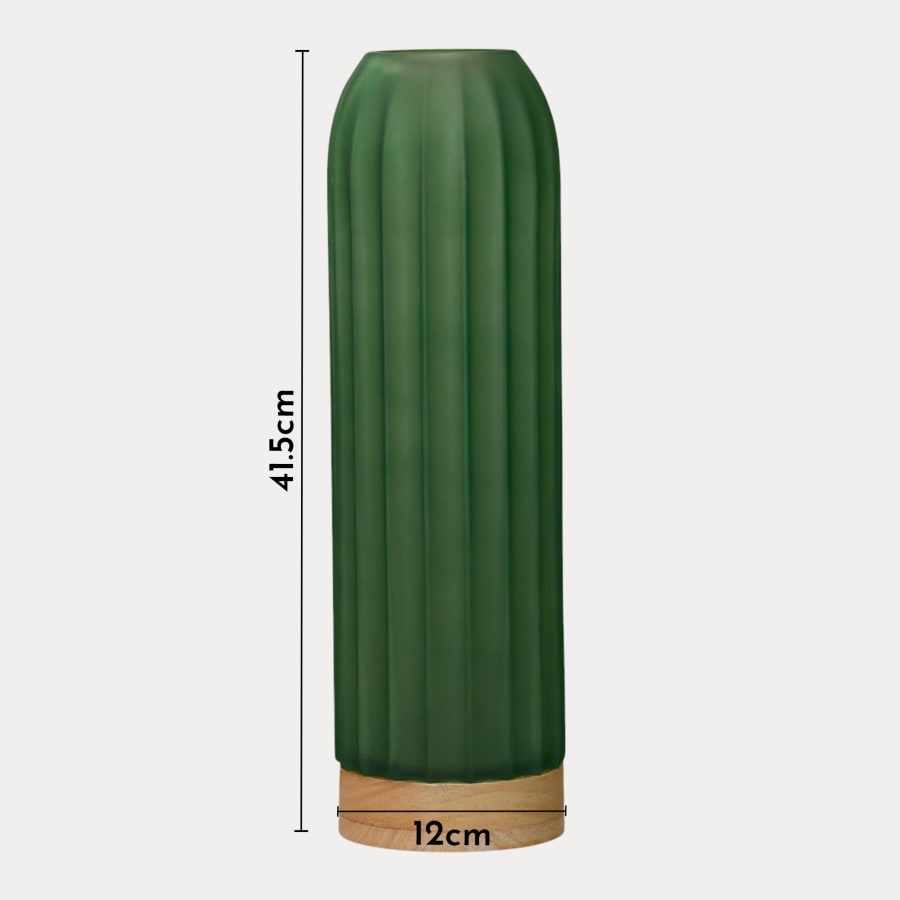 Vase en verre vert H41.5 cm