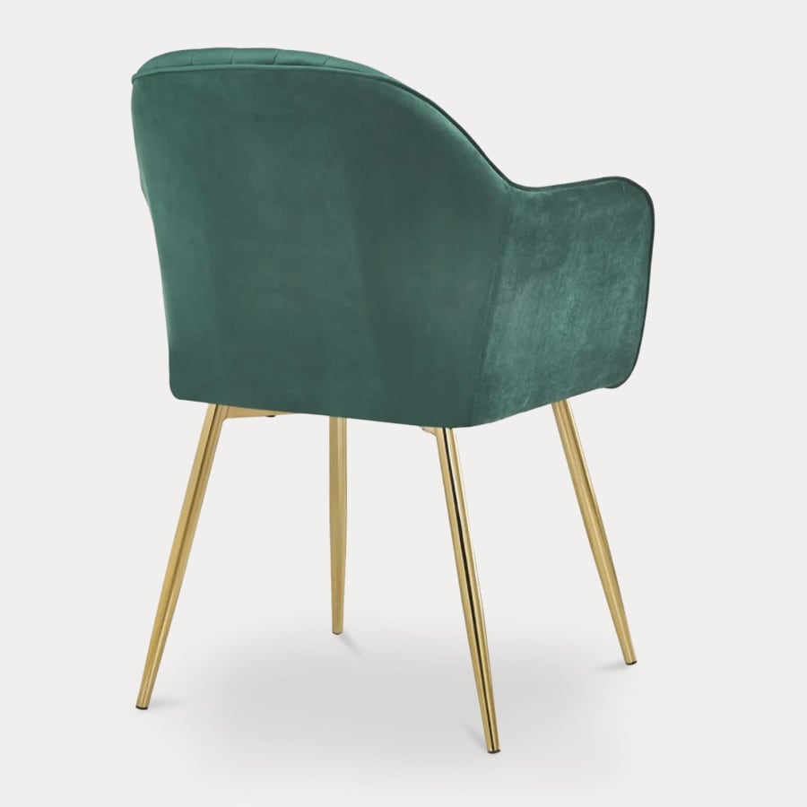 Lot de 2 chaises design avec accoudoirs en velours vert