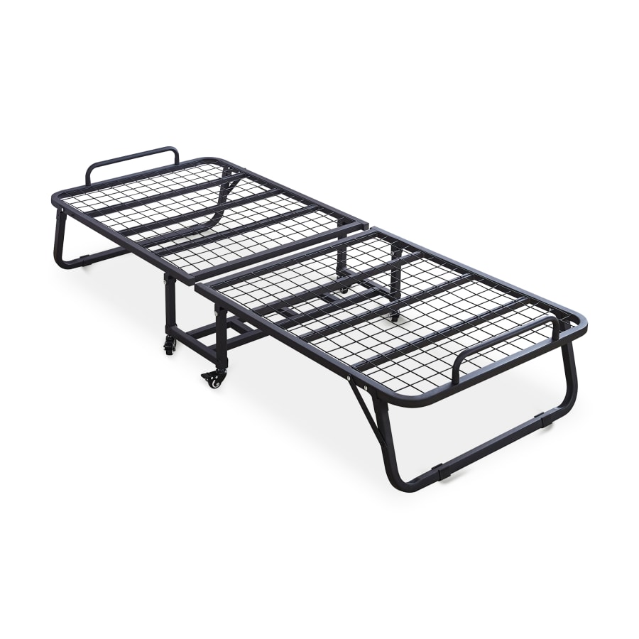 Lit d'appoint pliant en m&eacute;tal noir avec matelas 70 x 190 cm