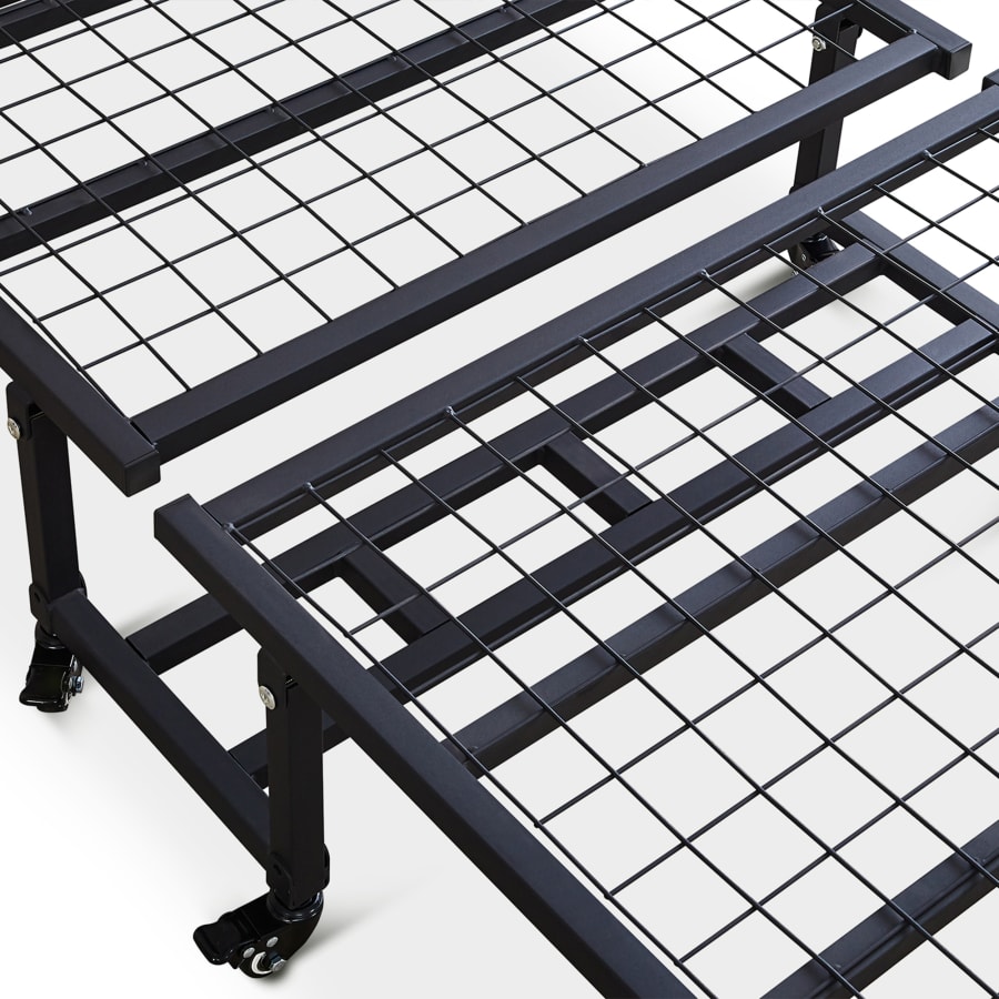 Lit d'appoint pliant en m&eacute;tal noir avec matelas 70 x 190 cm