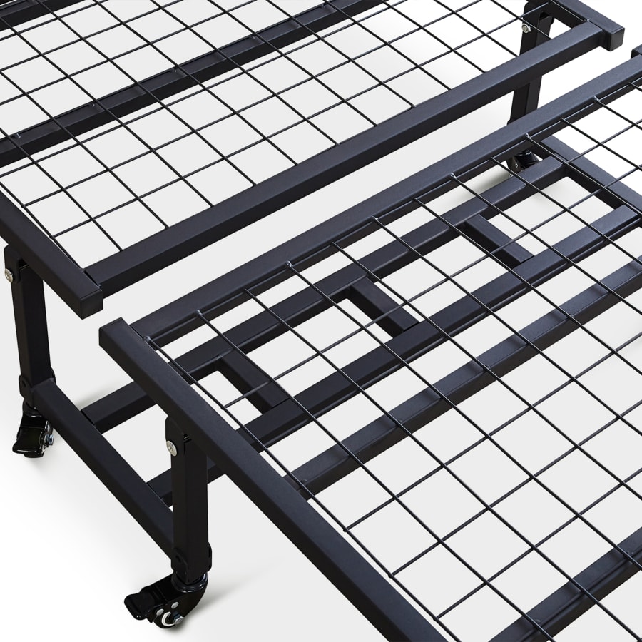 Lit d'appoint pliant en métal noir avec matelas 70 x 190 cm