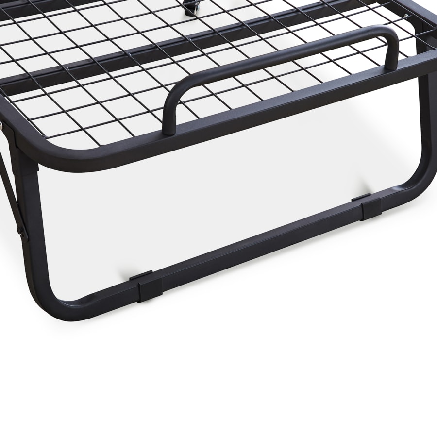 Lit d'appoint pliant en m&eacute;tal noir avec matelas 70 x 190 cm
