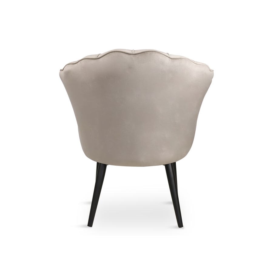 Fauteuil en velours beige pieds en métal noir