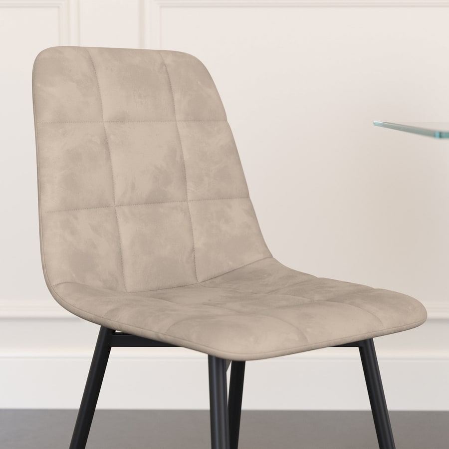 Lot de 4 chaises en velours beige