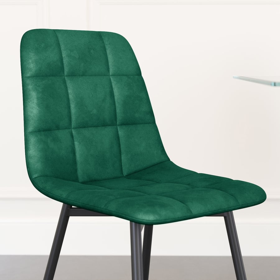 Lot de 4 chaises en velours vert