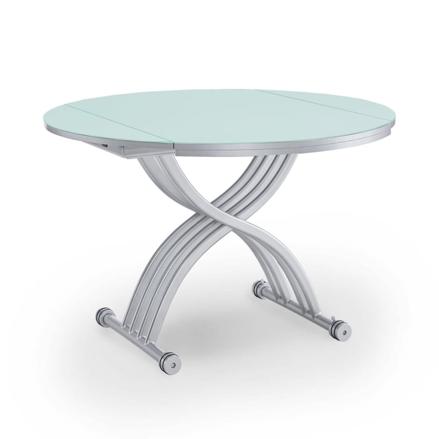 Table basse relevable extensible ronde blanche