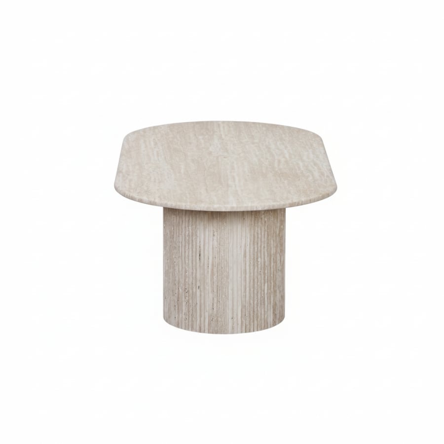 Table basse ovale en granite couleur travertin 120 cm