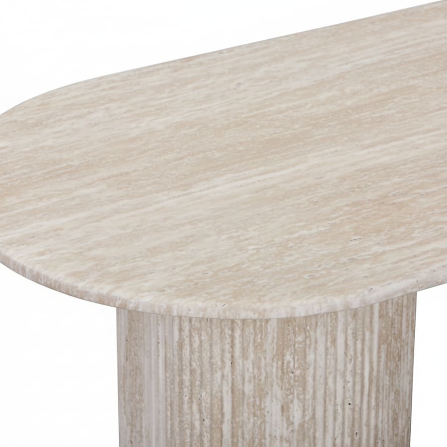 Table basse ovale en granite couleur travertin 120 cm