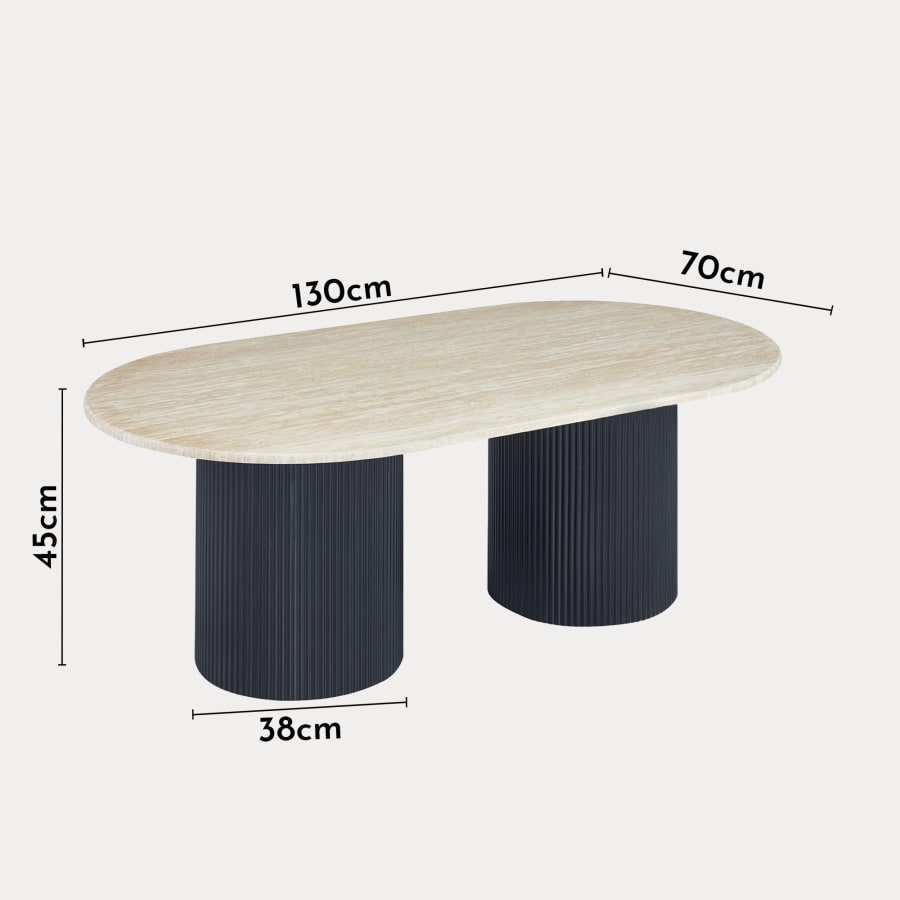 Table basse en marbre composite beige pieds noir